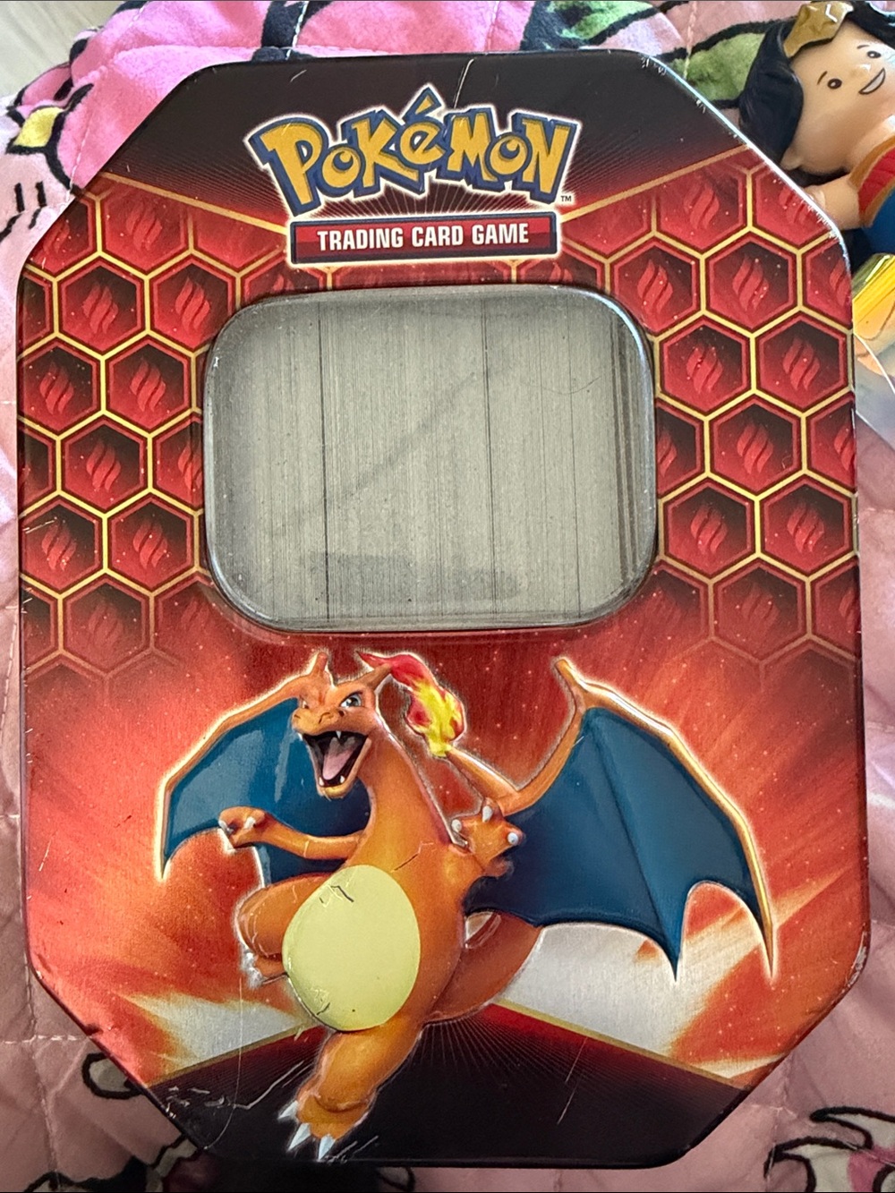 Pokemon Red and Blue Charizard Trading Card Tin with cards